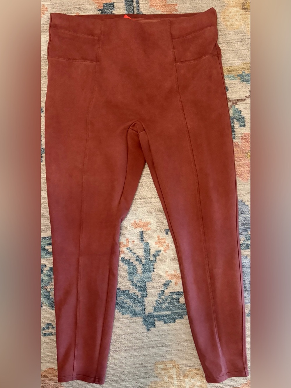 SPANX Faux-Leather Leggings in Dusty Rose